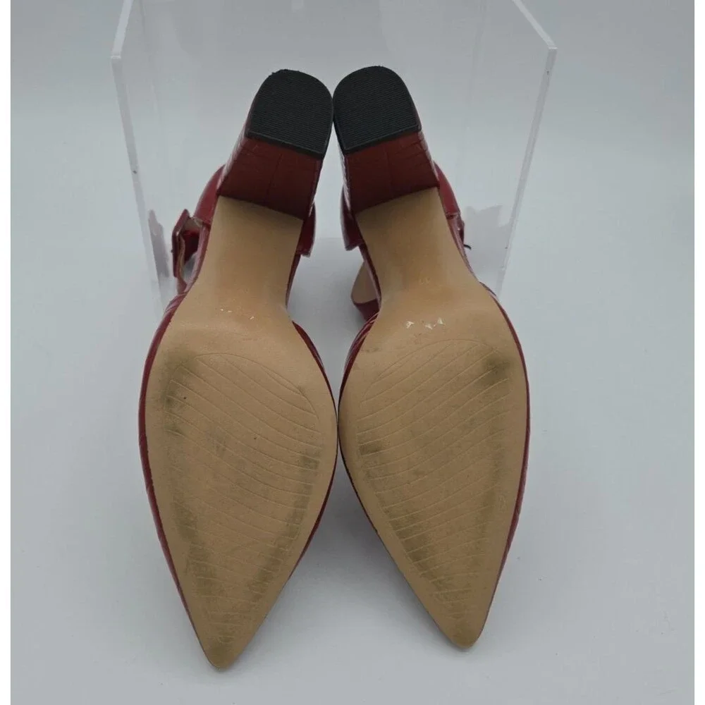 Michael By Michael Shannon Romina Women's Shoes Red ,Ankle Strap, Croc, Size 11